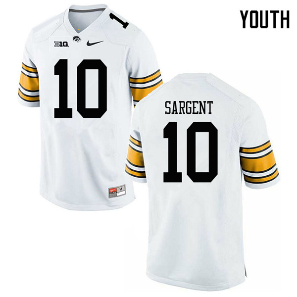 Youth #10 Mekhi Sargent Iowa Hawkeyes College Football Jerseys Sale-White - Click Image to Close